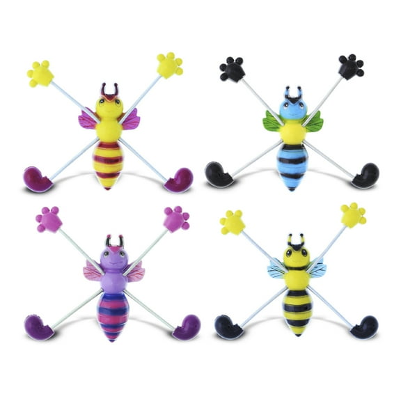 CoTa Global Honeybee Refrigerator Springy Magnets Set of 4 - Assorted Color Fun Cute Animal Springy Magnets For Kitchen Fridge & Locker, Home Decor & Cool Office Decorative Novelty Accessory - 4 Pack