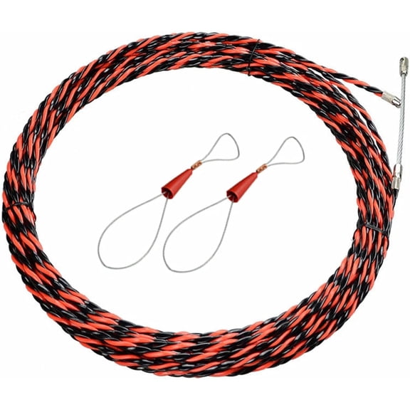 Fish Tape Wire Puller Kit - 1/4 Inch x 33 Feet Professional Steel Wire Pulling Tool with Comfort Grip Handle for Conduit, Electrical Wiring & Cable Installation