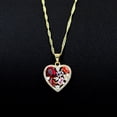 thumbnail image 4 of Uloveido Fashion Red Cubic Zirconia Crystal Heart Pendant Necklace Wedding Gold Plated Valentines Jewelry Gifts for Women Y1075, 4 of 7