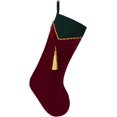 thumbnail image 3 of Set of 2 Burgundy Red and Green Velvet Vintage Tassel Christmas Stockings 10 Inch Christmas Tree Decorations Holiday Party Decorations x 10 Inch x 18 Inch, 3 of 3