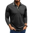 thumbnail image 2 of hotojiny Long Sleeve Shirts for Men with Pocket Classic Colorblock Outdoor Workwear Office Casual Button Collared Shirts Fall, 2 of 7