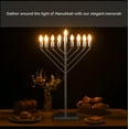 thumbnail image 6 of Large Modern Antique Silver Nine Branch Electric Chabad Style Hanukkah Menorah with Flame Shaped LED Light Bulbs, Perfect as Home Decor - Living Room Side Table, Dining Room and Entryway, 6 of 8
