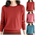 thumbnail image 2 of FUZHIQ Fall Sweaters for Women Long Sleeve Crewneck Tops Solid Color Casual Blouses Lightweight Soft Pullover Sweaters, 2 of 2