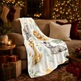 thumbnail image 3 of Safari Zoo Animal Nursery Woodland Watercolor Playroom Baby, Playful Woodland Scene, Warm Flannel Blanket for Cabin, Wildlife Lovers Housewarming Gift, Botanical Home Decor, 3 of 9