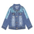 thumbnail image 1 of KIDSCOOL SPACE Little Girl Blue Sequin Ripped Jean Outfit Jacket,7-8 Years, 1 of 6