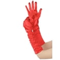 thumbnail image 5 of INSPIRE CHIC Women's Satin Shiny Opera Length Gloves Pleated Full Finger Long Evening Glove One Size Red, 5 of 6