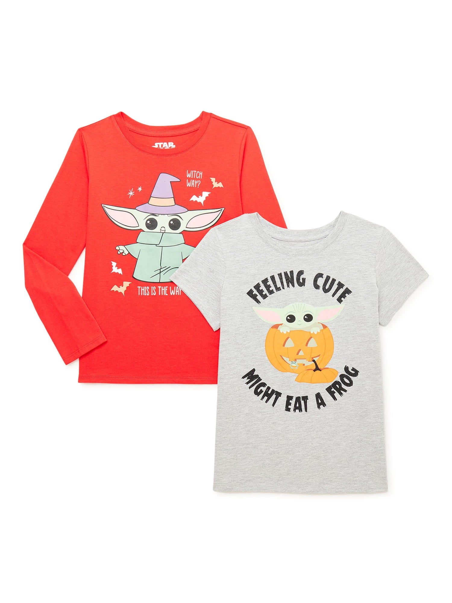 Star Wars Girls’ Halloween Long Sleeve and Short Sleeve Graphic T-Shirts, 2-Pack, Sizes 4-16