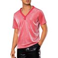 thumbnail image 4 of INSPIRE CHIC Glitter Sheer T-Shirt for Men's Shiny Tee V-Neck Short Sleeve Party See Through t Shirts XL Red, 4 of 5
