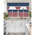 thumbnail image 4 of Wooden American Flag Swag Kitchen Curtains Sets for Windows 24 Inch Length, Independence Day Star Striped Flag Short Window Curtain Panels Swags Valances and Tiers 3 Piece Set for Cafe/Dining Room, 4 of 5