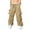 Khaki, variant on Men's Casual Baggy Cargo Pants – Woven Parachute Fabric, Loose Fit Harem Joggers with Multiple Pockets, Solid Color Streetwear Sports Pants