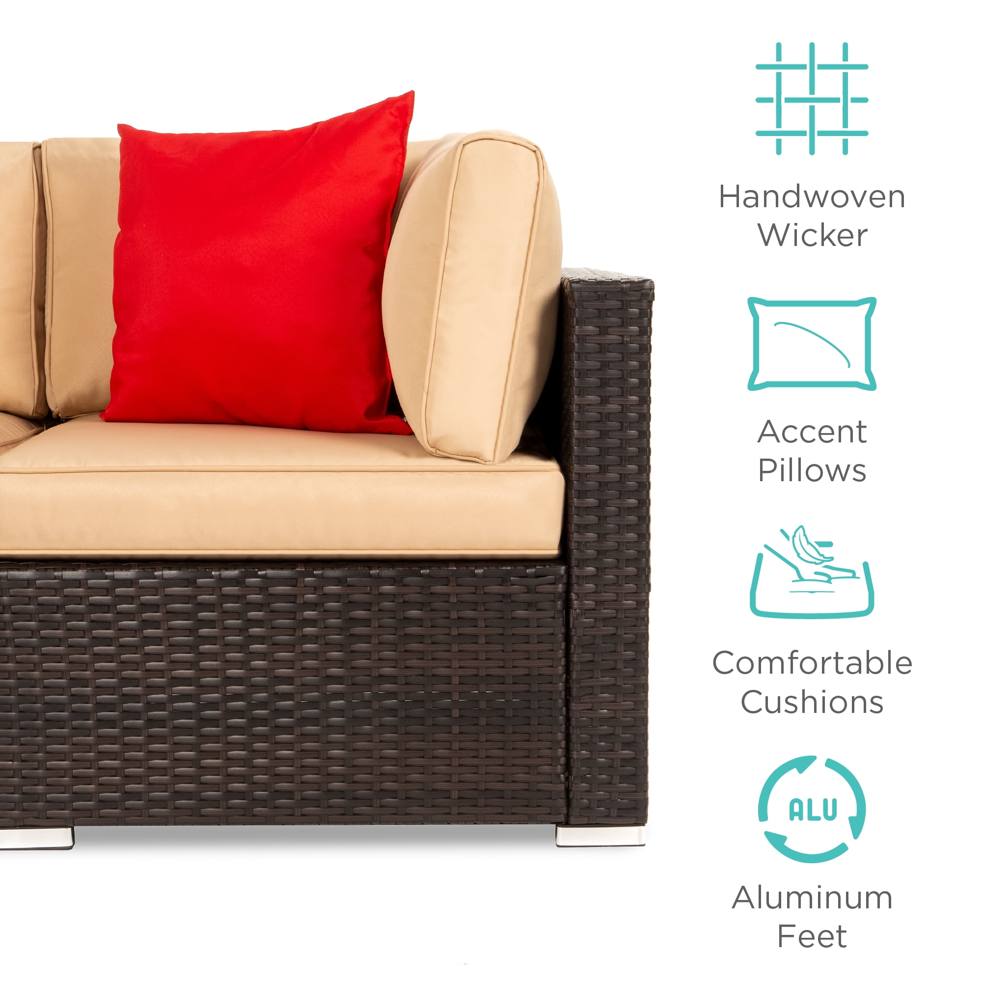 Best Choice Products Outdoor 7 Piece Modular Wicker Sectional Sofa Set Rattan Corner Porch Furniture Brown Tan Walmart