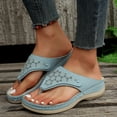 thumbnail image 2 of ZTTD Fashion Women Summer Solid Wedges Breathable Slip On Open Toe Sandals Comfortable Beach Shoes Slippers Light Blue, 2 of 5