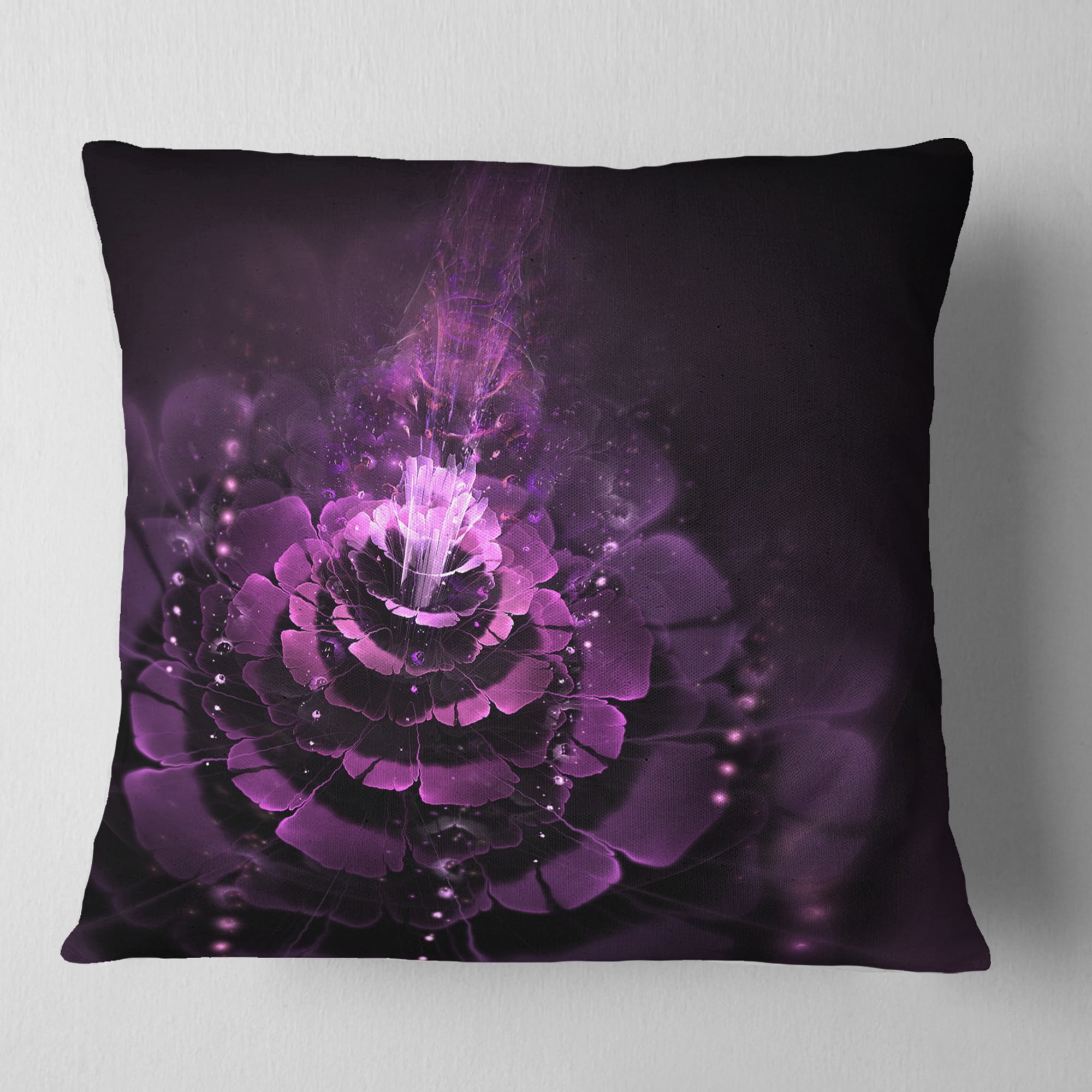 Designart Dark Pink Fractal Flower - Abstract Throw Pillow - 16x16