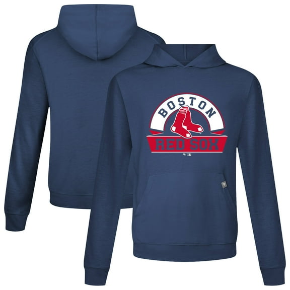 Men's Levelwear Navy Boston Red Sox Relay Banner Arch Pullover Hoodie