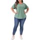 thumbnail image 2 of Camiseta de Día de la Madre para Mujeres de Talla Grande Agnes Orinda, Cuello Redondo, Corte Suelto, Manga con Volantes, Blusas Casuales de Verano, 1X Verde, 2 of 6