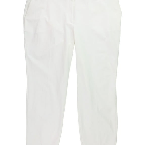 Alfani Womens Solid Fly Front Casual Trouser Pants, White, Plus Size, 22W