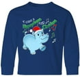 thumbnail image 3 of Inktastic I Want a Hippopotamus for Christmas Hippo in Santa Hat Long Sleeve Youth T-Shirt, 3 of 5