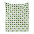 thumbnail image 1 of Floral Soft Flannel Fleece Throw Blanket, Clover Flowers Green Dots Cultural Irish St. Patrick's Day Pattern, Cozy Plush for Indoor and Outdoor Use, 60" x 80", Lime Green Dark Green, by Ambesonne, 1 of 6