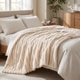 thumbnail image 5 of Throw Blanket Ribbed Striped Plush 47x83 Inches Washable for Couch Sofa Bed, 5 of 7