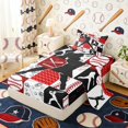 thumbnail image 2 of Erosebridal Red Black Baseball Twin Sheet Sets, Sport Bedding for Boys and Girls, 3 Pieces, 1 Flat Sheet, 1 Fitted Sheet and 1 Pillowcase, 2 of 6