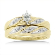 1/10 Carat Marquise Diamond Bridal Set in Yellow Gold