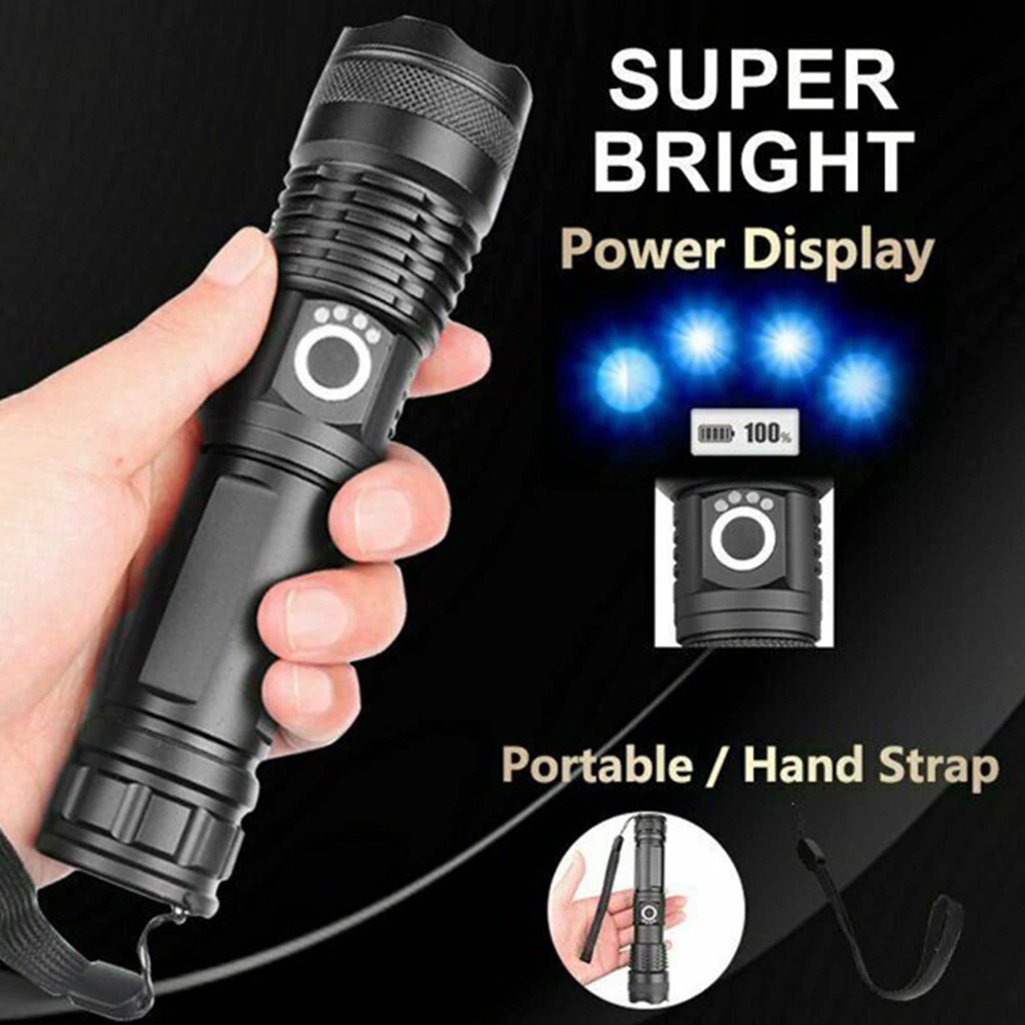 Details about   90000 Lumens waterproof rechargeable LED XHP50 flashlight torch with battery SL