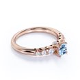 thumbnail image 3 of JeenMata 1 carat Round Dark Blue Created Aquamarine 7 Stone Antique Engagement Ring in 18k Rose Gold over Silver, 3 of 6