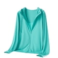thumbnail image 2 of longantii UPF 50+ Tops for Women Trendy UV Protection Long Sleeve Tshirts Relaxed Fit Vacation Outerwear Quick Dry Zip Up Summer Clothing with Drawstring Blue 4XL, 2 of 6