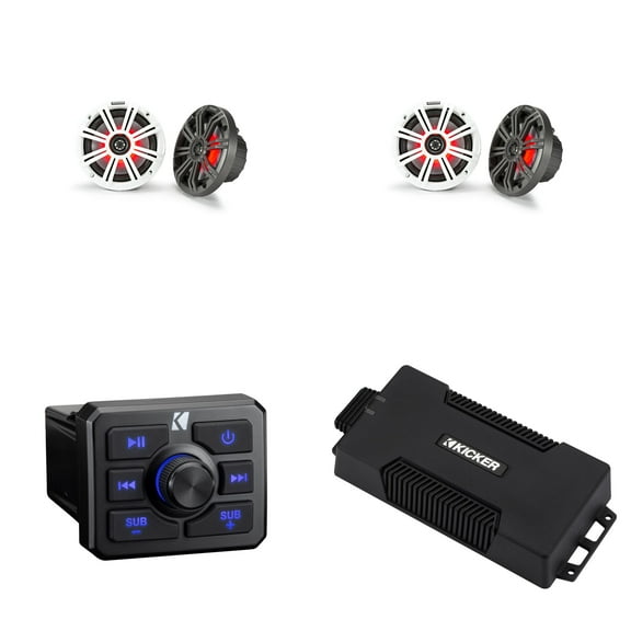 Kicker Power Sports Bundle, 51KBTR Bluetooth Source, 48PXA4004 Amp & (2) 45KM654L Speakers
