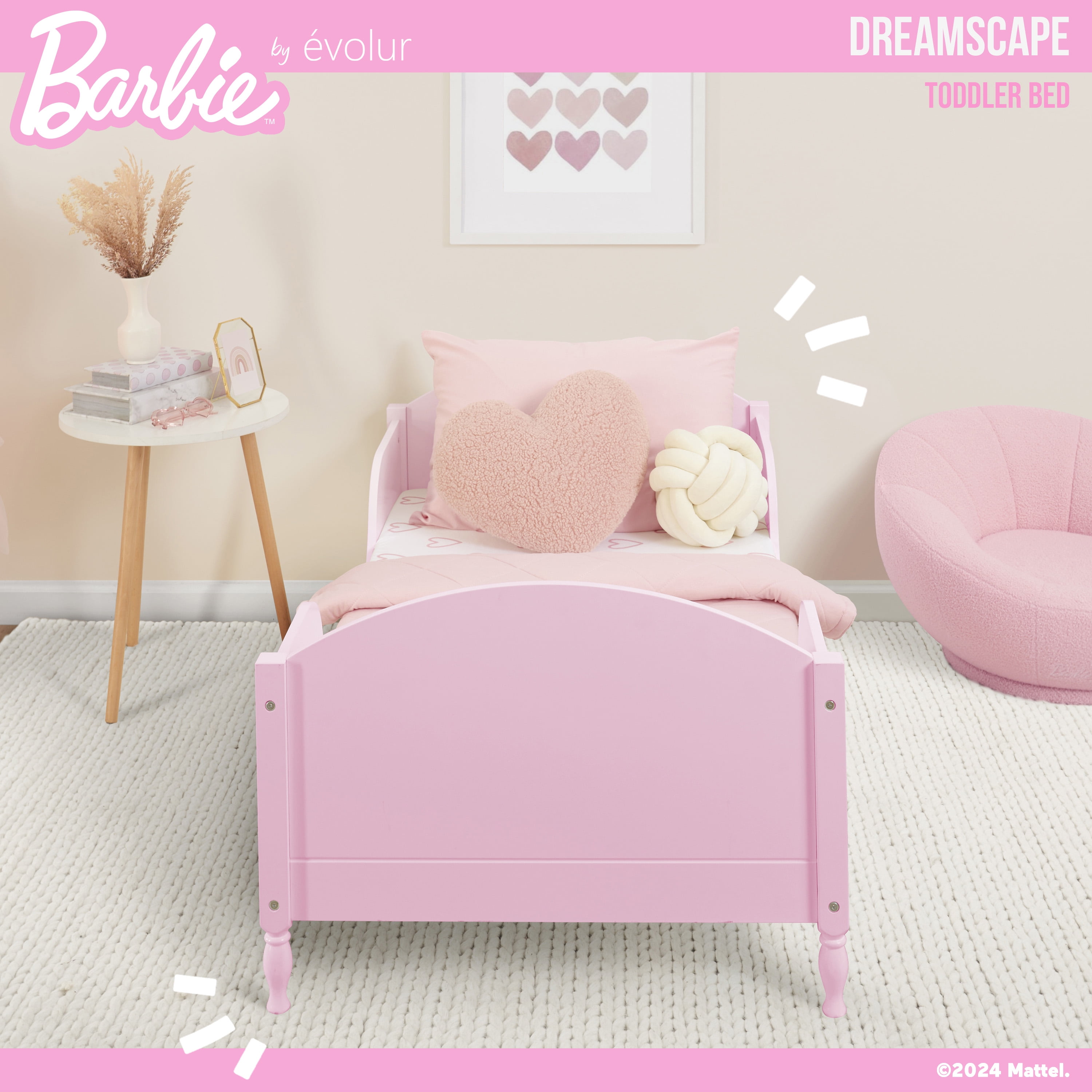 Evolur Barbie Dreamscape Toddler Bed in Pink