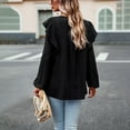 thumbnail image 2 of SWSMCLT Women's Long Sleeve Top Chiffon Cute Shirt Ruffle Loose Soft Crew Neck Summer Lantern Sleeve Blouses Black Small, 2 of 5