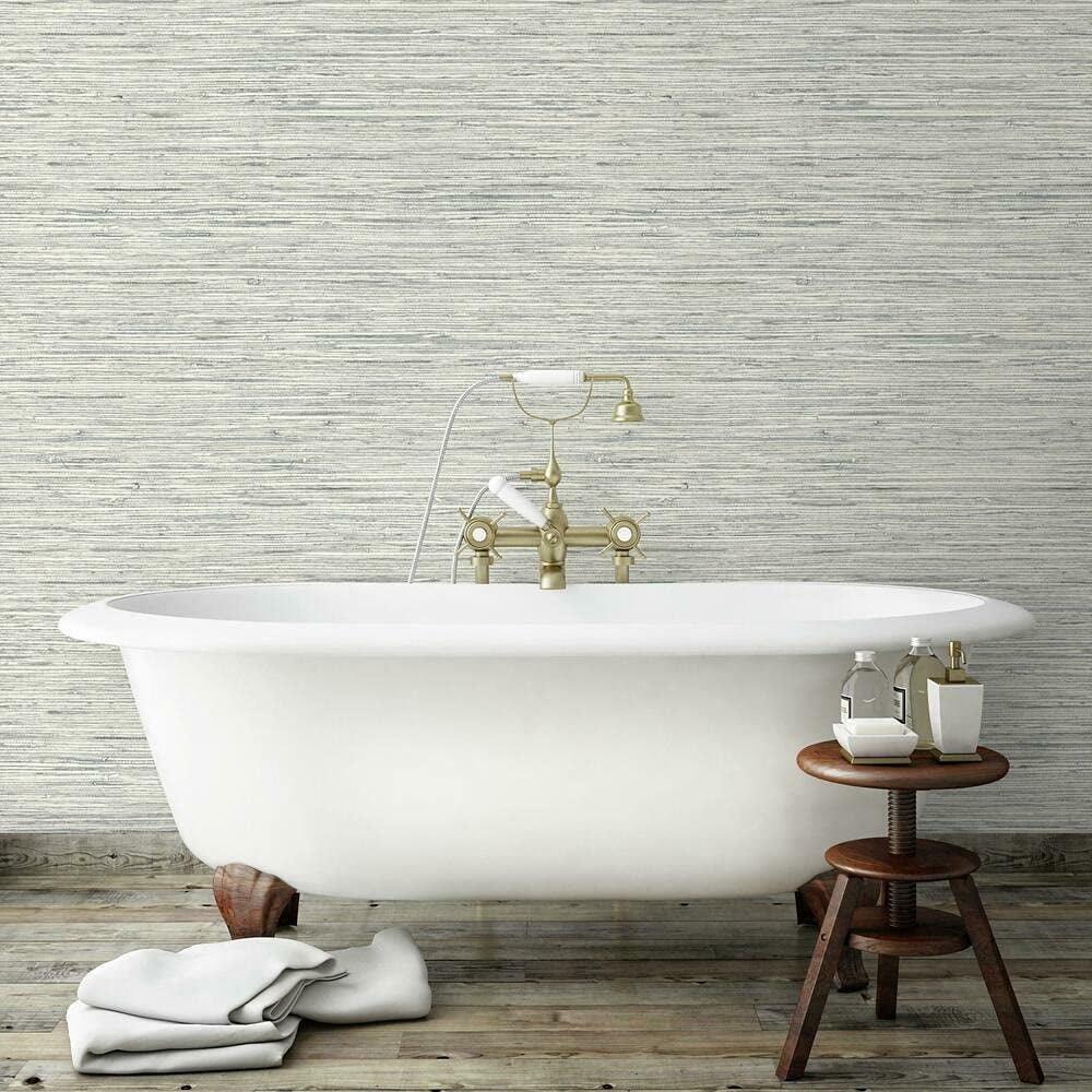 Grasscloth wallpaper  Bathroom wallpaper Powder room design Zen bathroom  design