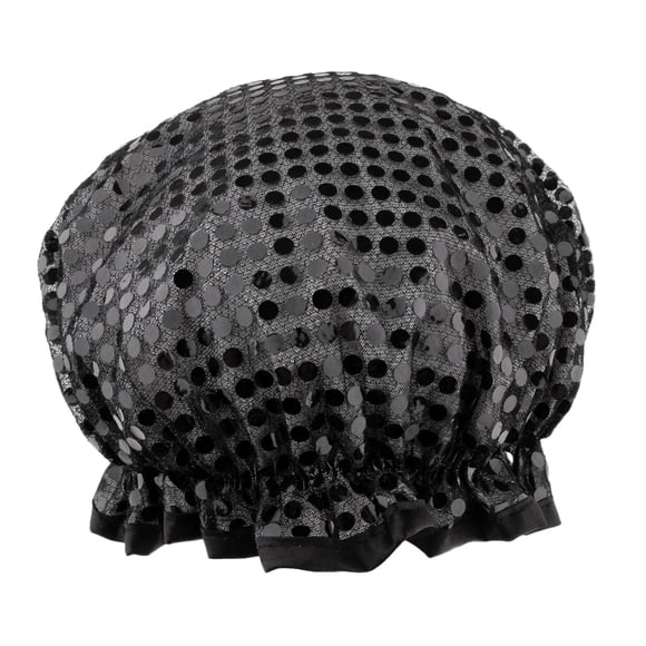Nueva toalla de baño/ducha/spa para mujer, impermeable, de doble capa, con banda elástica -3 Negro