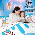 thumbnail image 4 of meiyoeat Baseball Letter C Full Size Comforter Sets for Boys, Kawaii Ice Cream Drip Bedding Comforter Set, Blue Yellow, Polkadot Reversible, 3pcs, 1 Comforter and 2 Pillowcases, 4 of 6