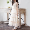 thumbnail image 5 of Tween Girls Casual Solid Neck Tiered Dress Sleeveless Ruffle Long Summer Daily Wear for 4-16Y, 5 of 6