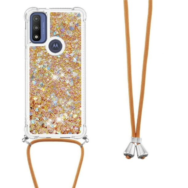 Funda FOXDOCK para Motorola Moto G Pure con Cuerda Ajustable, Brillo Líquido, Protección Antigolpes y Lente – Ideal para Regalo