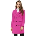thumbnail image 1 of INSPIRE CHIC Women's Notched Lapel Collar Double Breasted Mid Length Overcoat, 1 of 7