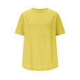 thumbnail image 5 of Razzly Women's Summer Casual Loose Fit Short Sleeve Round Neck Plain Color T Shirt Comfortable Breathable Fashion Top For Daily Wear Womens Summer Tunics Athletic Long Sleeve Shirt Women(Yellow,M), 5 of 6