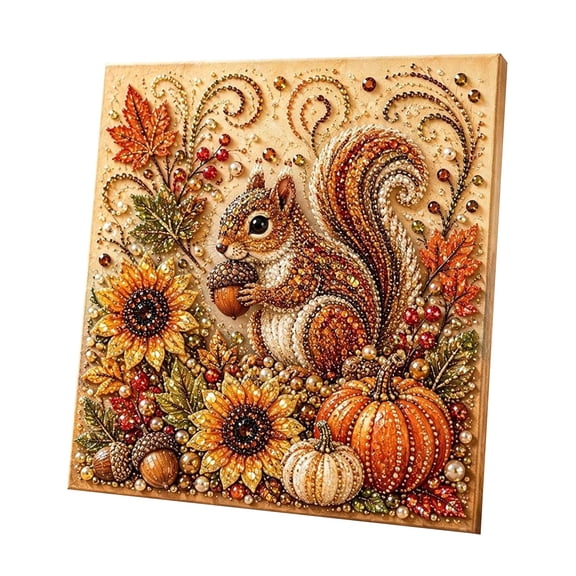 DIY 5D Gem Art Kit Autumn Bead Art Craft – 7.87" Square Canvas with Harvest Design for Adults Relaxing Hobby & Home Wall Decor