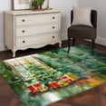 thumbnail image 3 of 2.7'x5' Area Rugs, Green Christmas Indoor Outdoor Area Rug for Living Room Bedroom, Snwoflake Xmas Tree Watercolor Washable Bathroom Rugs Kitchen Floor Carpet Mats Home Decor Aesthetic, 3 of 8