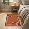 thumbnail image 3 of ODIKA 2'x3' Washable Throw Rug Non-Slip, Low Profile, Flatwoven, Easy Care Cream Burnt Sienna Geometric Design Elegant Symmetry with Accents and Bold for Hallway, Study Room, 3 of 7