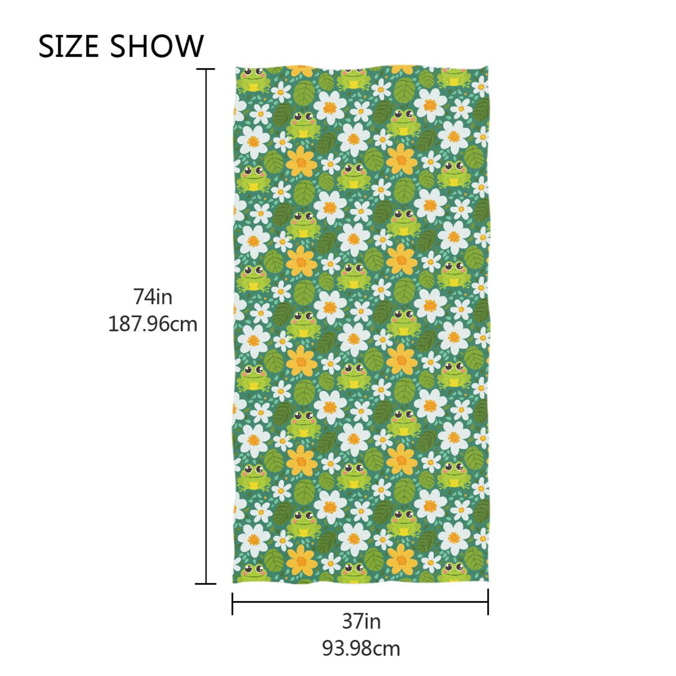 Oversized Beach Towel Extra Large Absorbent Microfiber Bath Towels Soft Quick Drying Cute Frog Leaf Flower 74"x37"
