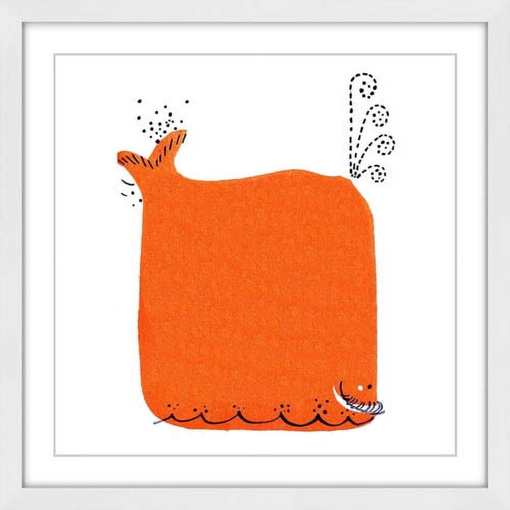 "Orange Whale" Framed Painting Print