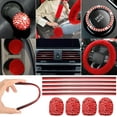 thumbnail image 6 of count  Seat Cover Full Set  Accessories for Front Rear Seat Fluffy  Cover Belt Automotive Floor Mats Air Conditioner Decoration Strip(Red and Black), 6 of 6