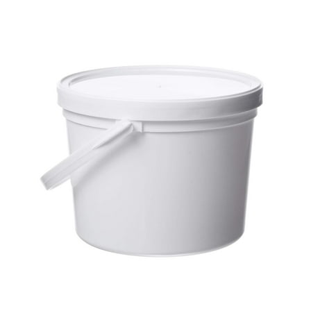 Pail with Handle, Polypropylene, 1.5 Quart, White, 10 Piece