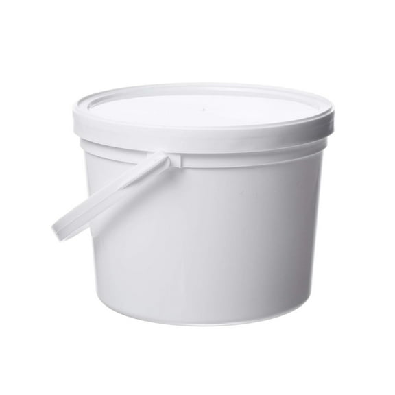 Pail with Handle, Polypropylene, 1.5 Quart, White, 10 Piece