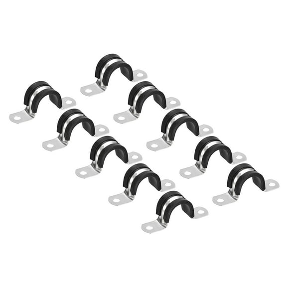 Uxcell 25mm Rigid Pipe Strap Clamp, 12 Pcs 304 Stainless Steel Two Hole U-shape Tube Clip