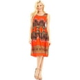 thumbnail image 5 of Sakkas Darcia Women's Casual Summer Cocktail Elastic Stretchy Dashiki Print Dress - Orange - One Size, 5 of 5