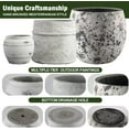 thumbnail image 3 of Craft flowerpots 18"+13"+19" Dia Round Concrete Planter Set of 3 Large Outdoor/Indoor Planter Pots Containers with Drainage Holes and Rubber Plug for Home Garden (White, Large), 3 of 14