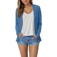 thumbnail image 2 of Hessimy Women's Long Sleeve Open Front Cardigan Button Down Ribbed Lightweight Knit Outerwear with Pocket(Blue,XL), 2 of 9